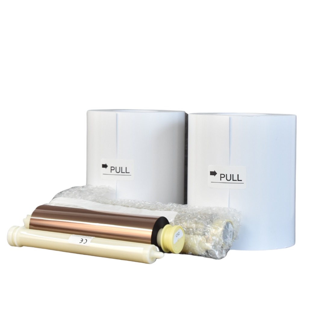 Paper rolls and ribbon