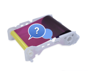 A roll of ink ribbon, with two thought bubbles.