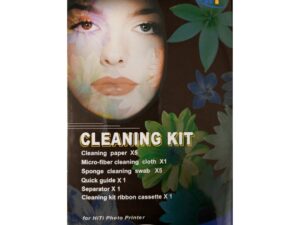 HiTi cleaning kit, containing 5 cleaning papers, 1 microfiber cloth, 5 sponge cleaning swabs, 1 cleaning kit ribbon cassete, 1 quick guide, 1 separator