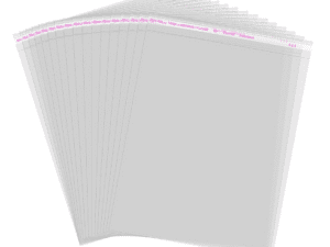 Bunch of clear self-adhesive bags fanned out together
