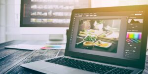 photo editing on a laptop